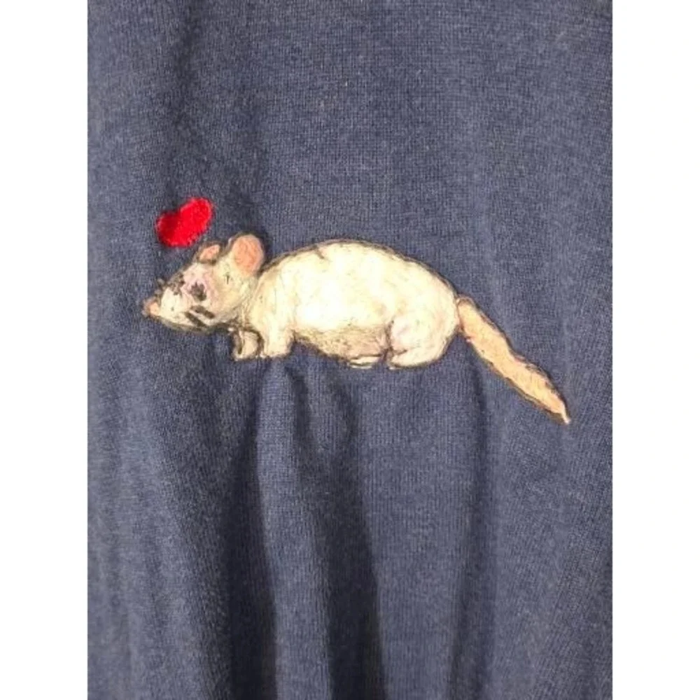 Polo‎ Ralph Lauren Mens V Neck Sweater Pima Cotton Blue Mouse Graphic XXL Preppy